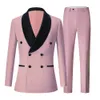 2023 FI Nya män Boutique Double Breasted Big Collar Fold Design Dr Two Piece Set Suit Blazers Jacket Pants Coat Trousers V4T6#