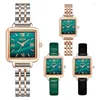 Armbandsur Lucky Girl Watch Square Dial Läderband Relojes Para Damareloj de Acero Inoxidable Mujer Ladies Gift Hope Tro