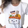 Erkek Tişörtleri Bayanlar Sıradan Temel Yaz Güzel Suşi Baskı T-Shirt O-yaka Beyaz Gömlek Kısa Kollu Damla Damlası