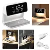 Table Clocks 3 In 1 Digital Calendar Alarm Clock Wireless Charging Pad With Bedroom Dimmable Lamp For