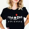 T-shirts pour femmes Amis Chemise Personnages d'horreur Unisexe Imprimé Dessin animé Femmes T-shirts Hauts à la mode Tee-shirt surdimensionné Vêtements d'Halloween