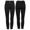 Damenjeans PUNK RAVE Daily High Waist Slim Tight Fit Denim Hose mit hinten gekreuzten Trägern Schwarze Hose Frühling/Herbst