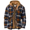 Camisa xadrez masculina acolchoada forrada com bumbum Adicionar Veet para manter jaqueta quente com capuz D3Ue #