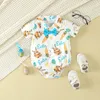 Clothing Sets Tiaobug 2Pcs Baby Infant Boys Cute Easter Outift Print Short Sleeve Shirt Romper And Suspender Shorts Set