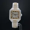 Topp märke 45mm guld lyxklocka helt isat ut Silver Lab -odlade Moissanite VVS Diamond Watches Roman Numal Hip Hop Quartz