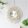 Miroirs Boho Rame miroir rond décoratif esthétique pièce décor suspendu mur pour chambre salon maison décoration livraison directe maison Ga Dhw79