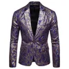 Hommes dorés à fleurs Blazers costume d'affaires décontracté robe de mariée or Blazer hommes 240313