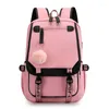 Mochila grande pacote escolar adolescentes meninas porta usb lona mochila estudante saco de livro moda preto rosa adolescente dropshippi