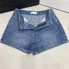 Volledige puntbrief Gedrukte denim korte broek voor vrouwen mode High Taille Designer Jeans Hiphop Street Denim Shorts