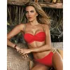 Mulheres Swimwear 2024 Folhas Imprimir Bikini Swimsuit Mulheres Push Up Set Bandeau Banheira Terno Brasileiro Biquini Feminino Swim