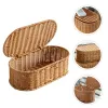 Körbe Rattan-Aufbewahrungsbox, Desktop-Make-up-Organizer, gewebter Korbbehälter mit Deckel, PP-Behälter