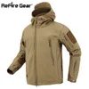 refire Gear Shark Skin Soft Shell Tactical Military Jacket Men Waterproof Fleece Coat Exército Roupas Camoue Windbreaker Jacket 67Vq #