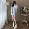 Age Reducing Lazy Casual Sports Suit for Women 2024 New Spring Loose Round Neck Long Sleeved Hoodie Slimming Short Skirt