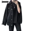 Мужская черная повседневная рабочая одежда Джинсовая куртка Свободная повседневная универсальная молодежная мужская однотонная куртка с топами Мужские джинсовые куртки Fi f3HU #