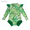 Maillot de bain une pièce imprimé pour bébés filles, vêtements d'été avec fermeture éclair au dos, manches longues, ensembles une pièce, nouvelle collection 2024, vêtements de bain de plage, 24327