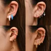 Hoop Huggie Punk Rock Helix Fake Cartilage Ear Cuff With Long Chain Circle Earrings Set For Women Tiny Piercing Hie Earring Jewelry Dr Otjbo