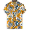 Мужские повседневные рубашки, гавайская рубашка с 3d принтом фруктов, папайи, арбуза, мужская летняя футболка с короткими рукавами и лацканами, уличная блузка на пуговицах с рисунком растений