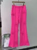 Frauen Anzug Kragen Frühling Jacke Ganzkörperansicht Fuchsia Mantel Fi Stil Micro Flared Hosen FR Anzüge Sets 2 Stück auf Lager U8xf #