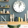 Relojes de pared Acuarela Hojas verdes Reloj Silencioso Digital para el hogar Dormitorio Cocina Decoración Reloj colgante