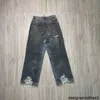 Designerversion bl hem ny bränd lera färgad gammal skadad kniv klippt jeans lös passform unisex 4vvj