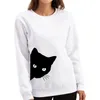 YRYT 2023, осенне-зимний женский свободный пуловер с капюшоном и длинными рукавами сбоку, черная кошка с индивидуальным принтом, толстовка с круглым вырезом 240312