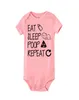 Sommer-Strampler für Neugeborene, Eat Sleep Poop Repeat, Kleinkind, Baby, Junge, Mädchen, lustiger Brief, Strampler, Overall, Kleidung, Outfit, K7115757599