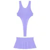 Damskie odzież kąpielowa Błyszy Blosy Bodysuit Swimue Bodysuit z marszczoną mini spódniczą przyjęcie na plażową odzież nocną odzież klubową