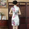 Abiti casual Stampa bianca Estate Mini Cheongsam Stile tradizionale cinese Abito in rayon da donna Elegante Slim Qipao Abiti Novità Abiti