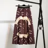 Designer High Quality Summer Women's Pleated Skirts Fashion High Waist Letter Logo Print Casual Mid-length Skirt