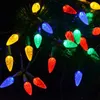 Cuerdas C6 Fresa Solar Navidad Cadena Luz 50/100 LED Guirnalda Multicolor Hada para decoración al aire libre
