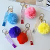 Keychains ATM Debit Grabber Keychain Contactless With Puff Ball And Marble Acrylic Clip For Long Nails Women Gift