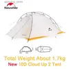 Zelte und Unterstände Naturehike Upgrade 20D 10D Cloud Up 2 Campingzelt 2-Personen-ultraleichtes Nylon-wasserdichtes Outdoor-Wanderzelt mit Reisematte24327