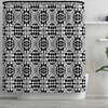 Bath Mats 4pcs White Black Flower Waterproof Bathroom Shower Curtain Geometric Non-Slip Rug Set Toilet Lid Cover Mat