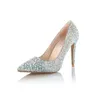 Kleidschuhe Handgemachte Perle Diamant Damen Sexy Dünne Ferse Mode Hochzeit Hochhackige spitze Zehen Flache Pumps für Bräute