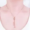 Kettingen 585 Paars Vergulde 14K Rose Ster Ketting In Shining Kwastje Kraal Ketting Hanger Bruiloft Sieraden Voor Vrouwen