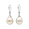 Dingle örhängen special Big Size Baroque Nucleate Stely Hooking Earring Flameball Shape White Color Natural Freshwater Pearl