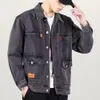 Veste en jean épais hommes printemps automne poche lâche cardigan à simple boutonnage grande taille mi-longueur hommes denim manteau E3VD #