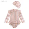 One-Pieces UV Baby Girl Swimsuit One Piece Swimming Jumpsuit Ruffles Bathing Suit SPF 50 Long Sleeve Kids Swimwear for Boys 1-7 Years 24327