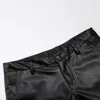 Shorts de couro masculino Elastic Fi PU couro calças curtas Dance Party Y9R9 #