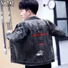 Spring Autumn Denim Leather Racer Jean Black Jacket Mens Korean Fashion Jacket Youth Casual mångsidig Top Streetwear Coat 240319