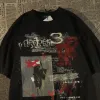 Scott Retro Gothic Graffiti Print T-shirt Top Tendance d'été Harajuku Persality Street Y2K Hip Hop Couple Top à manches courtes q9Wj #