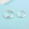 Cluster Rings Genuine 999 Pure Silver Men Women Polish Surface Couple Ring Adjust Size