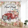 Shower Curtains Farm Curtain Watercolor Truck Spring Flowers Sunflowers Butterflies Birds Wood Panel Scenery Home Prints Bathroom Decor