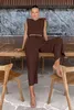 Kvinnor Tracksuits Designer Matchning Set Two Piece Pants Summer Khaki Linne Set Women 2 Fashion Y Lace-Up Crop Tops Vacation Elastic D Oteuv