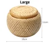 Baskets DoubleLayer Bamboo Woven Storage Basket with Cover Handmade Tea Basket Flowerpot Tabletop Cosmetics Storage Box 1Pc