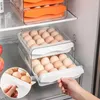 Garrafas de armazenamento caixa de ovo camadas duplas transparente visível 32 grades grande capacidade produto comestível puxar gaveta tipo estável empilhável kitch