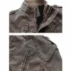 Jaqueta de couro de inverno de lã grossa masculina Lg Outwear Fi Quente Casual Roupas Vintage para Homens Steampunk Biker Jaqueta U9Rm #