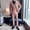 jackets+vest+pantsmen Pink Suits/Men Spring High Quality Groom's Wedding Dr/Male Slim Fit Fi Casual Tuxedo Men Blazers 20br#