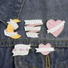 Broche esmaltado rosa coração lua flor personalizado mochila chapéu amigos acessórios adorável emblema lapela roupas jóias amigos