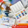 Taggar Russian White Nights Solid Watercolor Paint 12Color Limited Edition Artist Aquarelle Aron Metal målning Sketch Portable Set